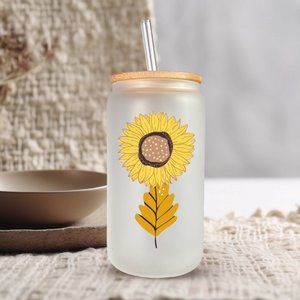 16-Ounce Sunflower Glass Cup